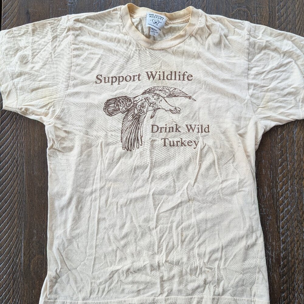 Vintage VTG 1970s Wild Turkey Promotional Cotton T-Shirt Small - Picture 2 of 5